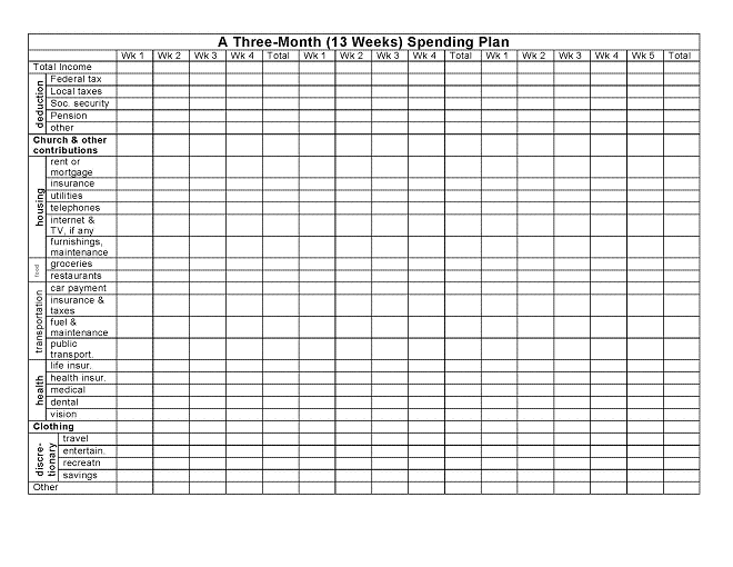 table for keeping track of expenses